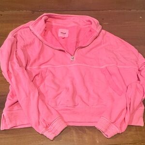 Aerie Pink Quarter-Zip Sweatshirt